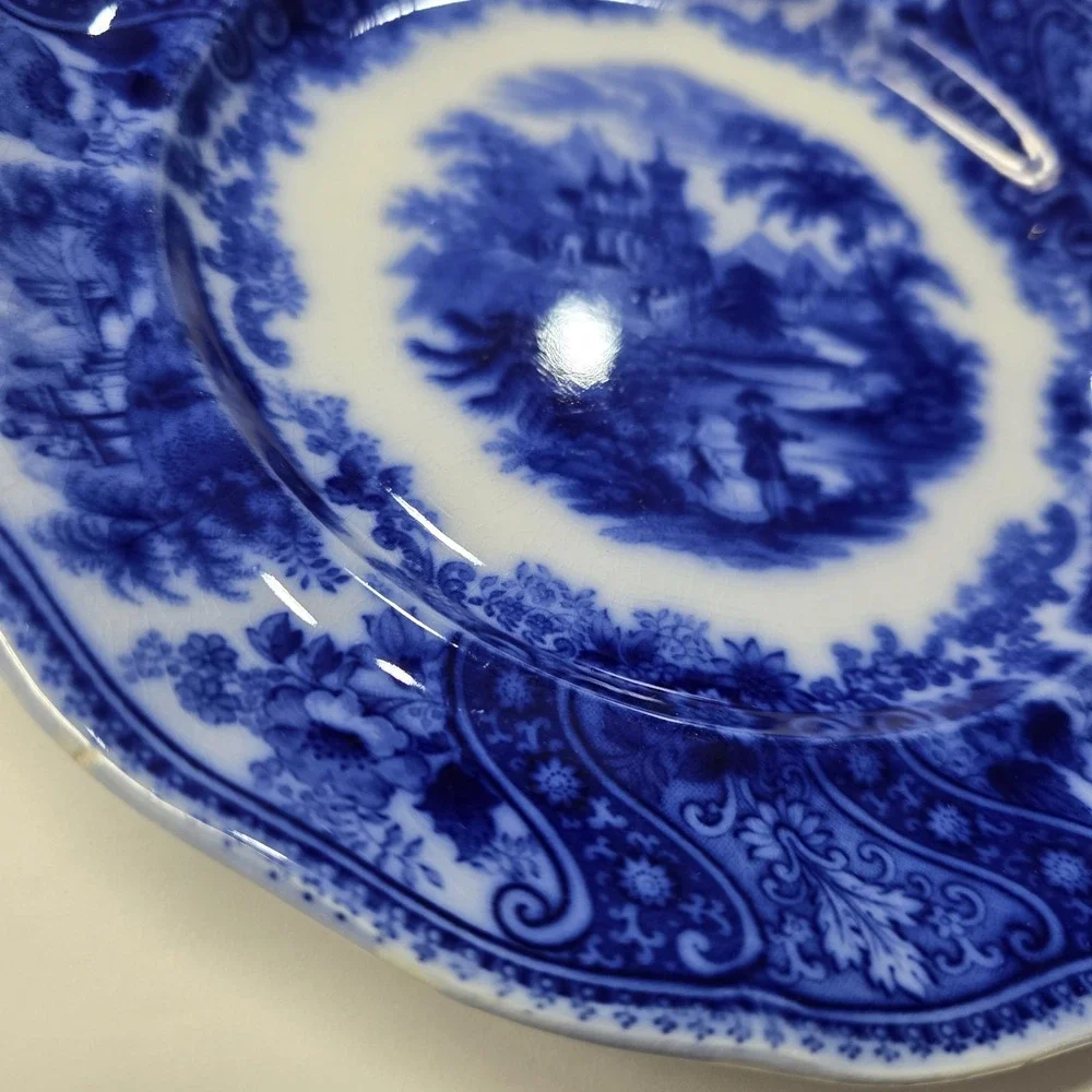 Antique Set 5 Flow Blue Nonpareil 8 5/8